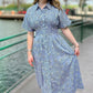 Melissa Floral Midi Dress - Navy and White