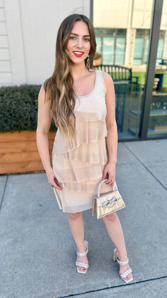 Isle Annie Ruffle Dress - Champagne