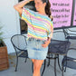 MINERAL WASHED MULTI STRIPE TOP - PINK