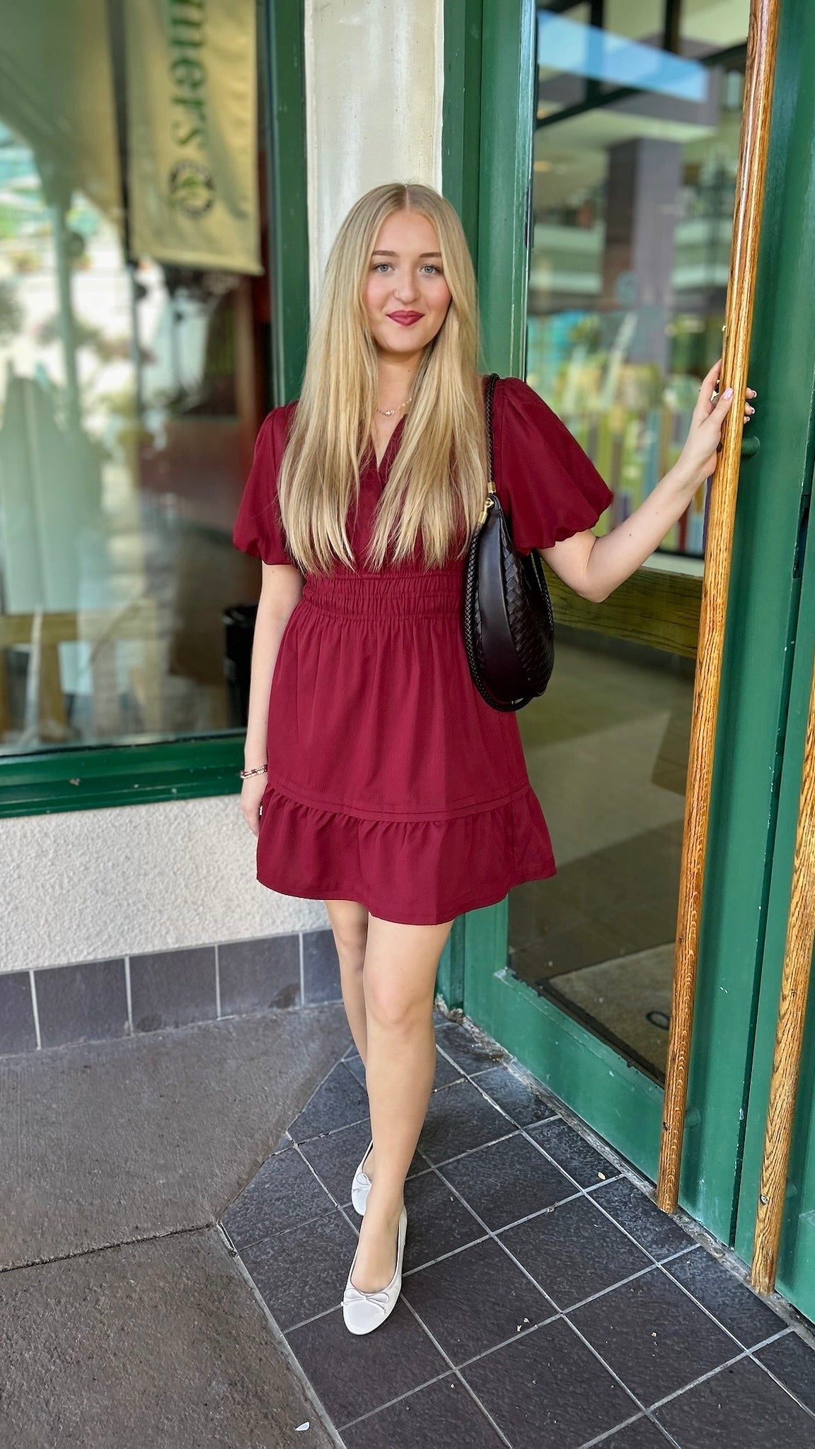 Perfect Puff Sleeve Dress - Burgundy