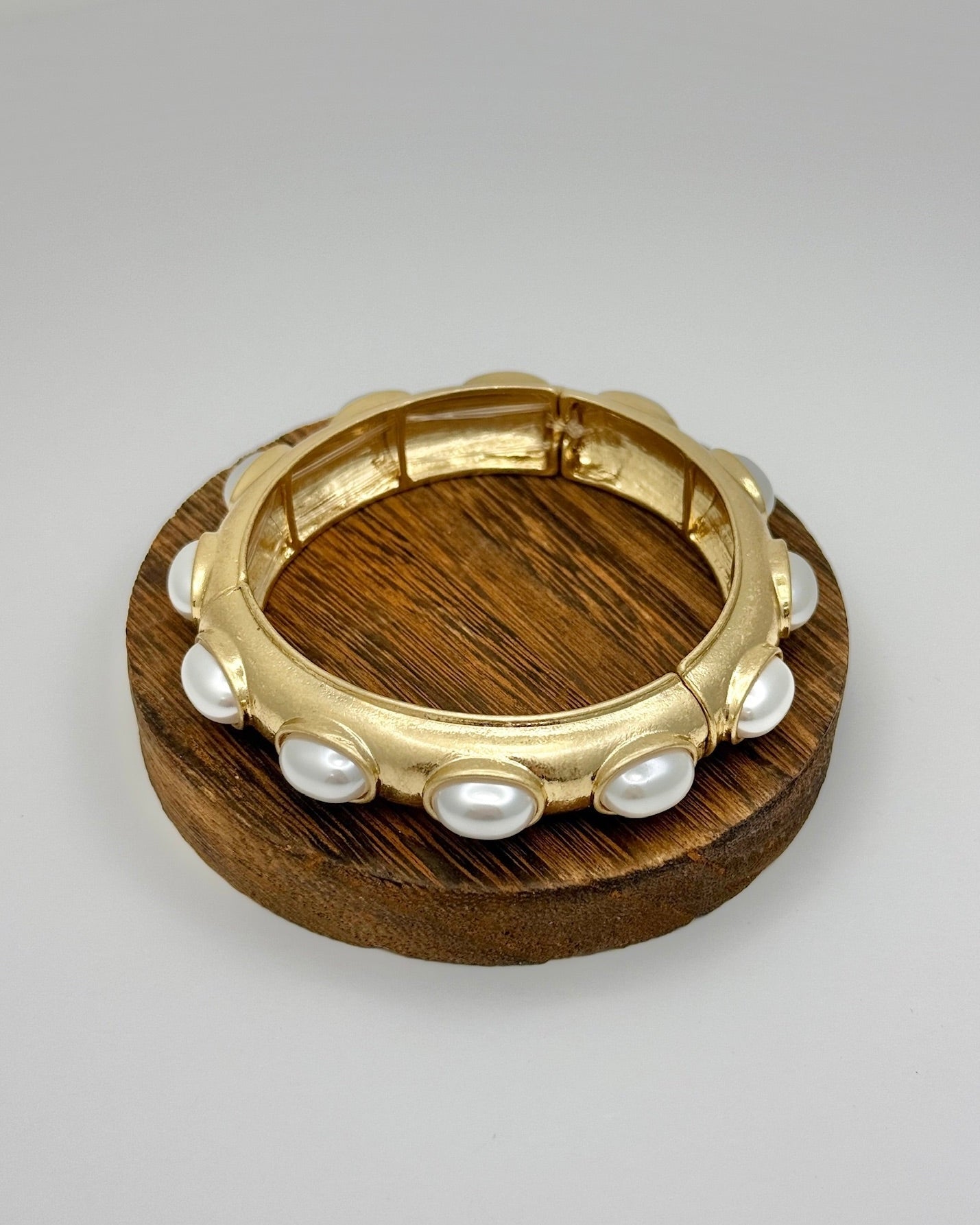Oval Gold Pearl Domed Bracelet