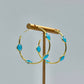 Gold & Aqua Crystal Hoop Earrings