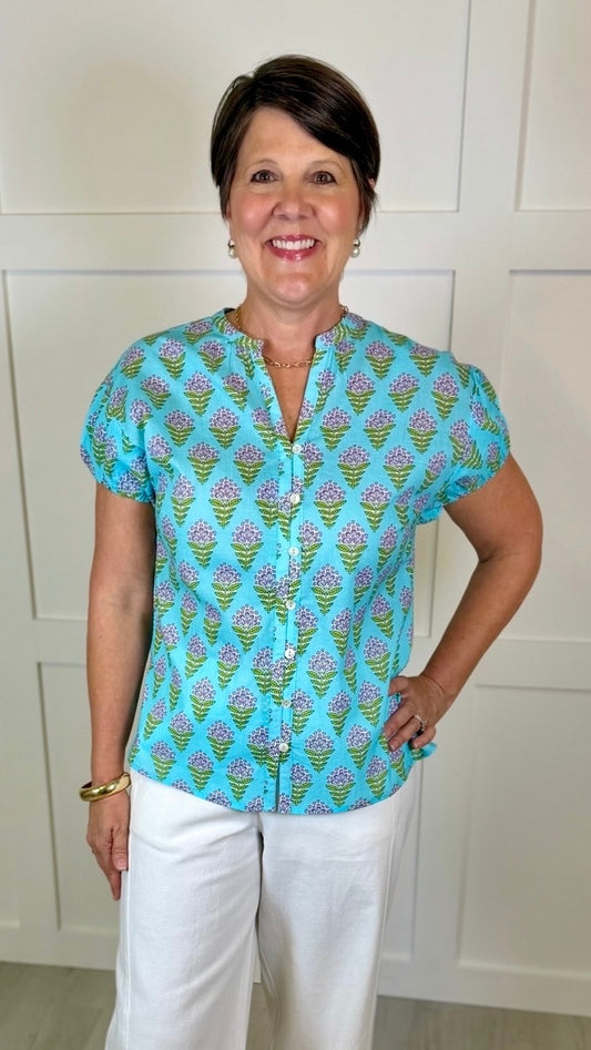 Ivy Jane Pouf Sleeve Top - Blue