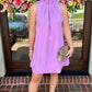 Ella Ruffle Neck Shift Dress - Lavender