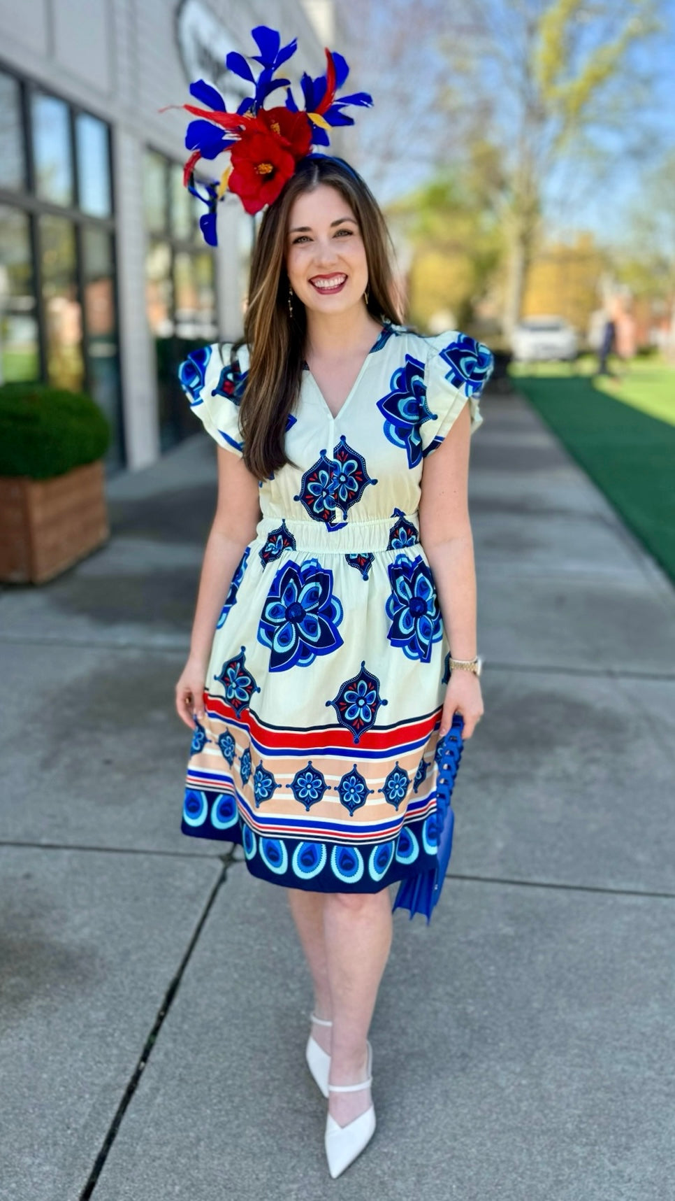 Arianna Geometric Floral Dress