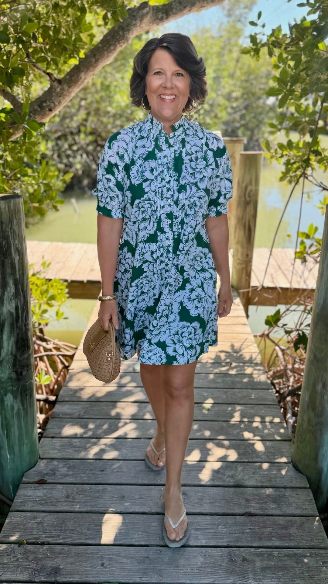 Uncle Frank Pintucked Dress - Green