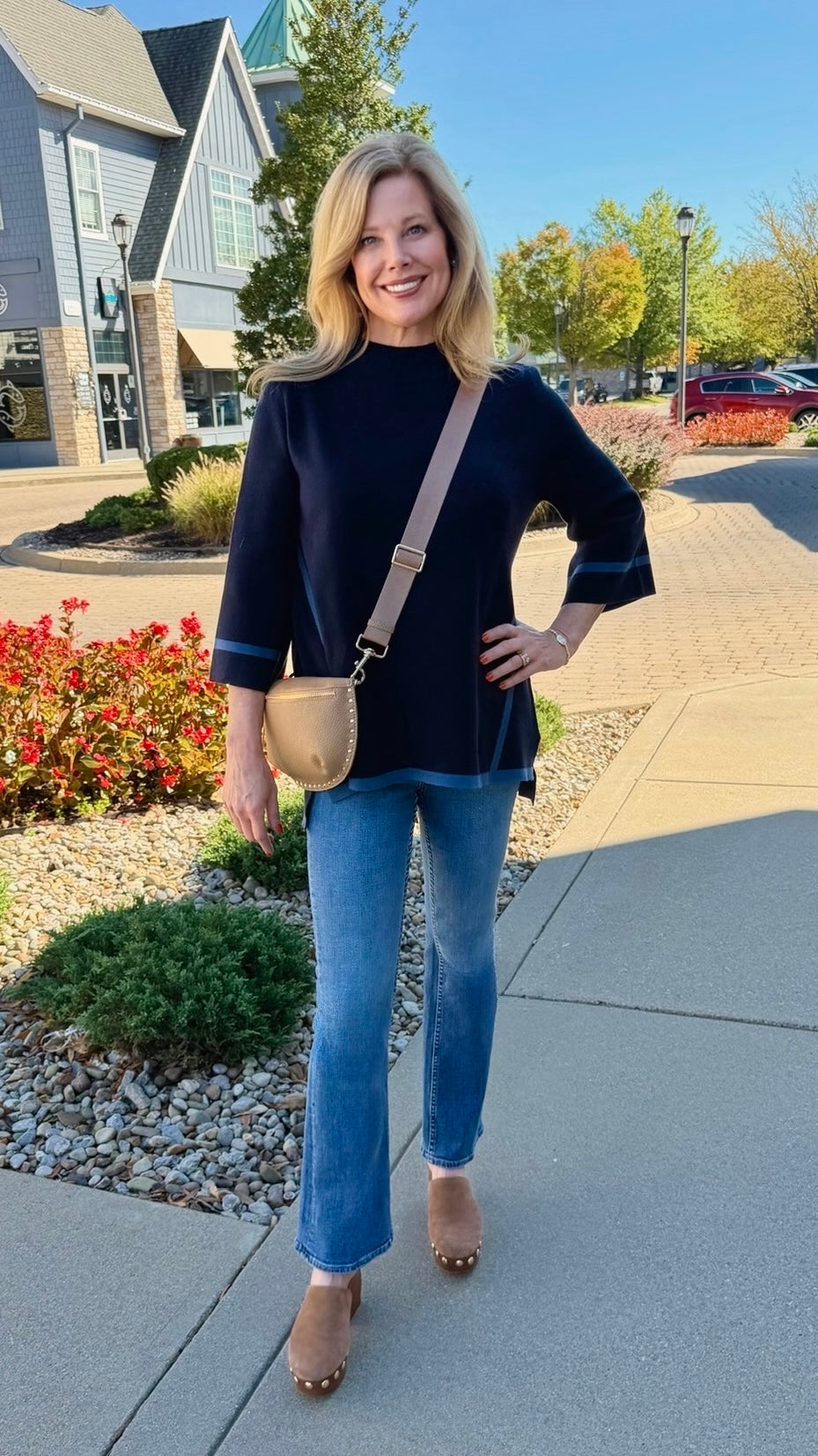 Serene Mock Neck Sweater - Navy