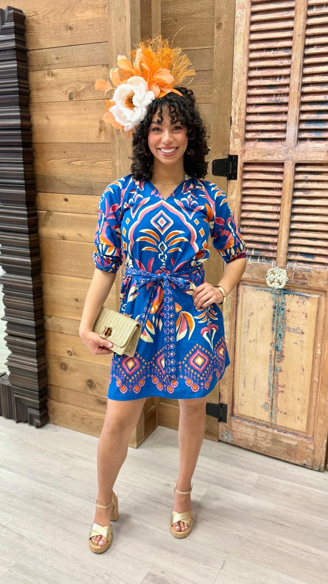 Gia Cobalt Ikat Dress