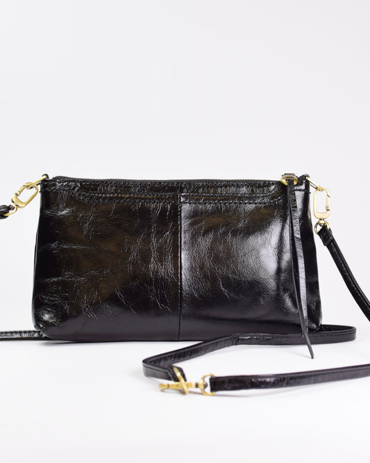 HOBO Polished Leather Darcy Crossbody - Black