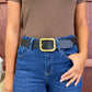 Black Leather Belt - Light Gold Buckle
