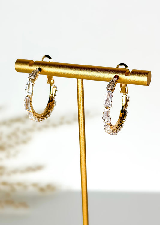Everyday Huggie Hoop Earrings - Gold / Clear