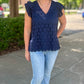 Navy Dotty Flutter Sleeve Top