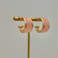 Pink Acrylic Hoop Earrings - Gold