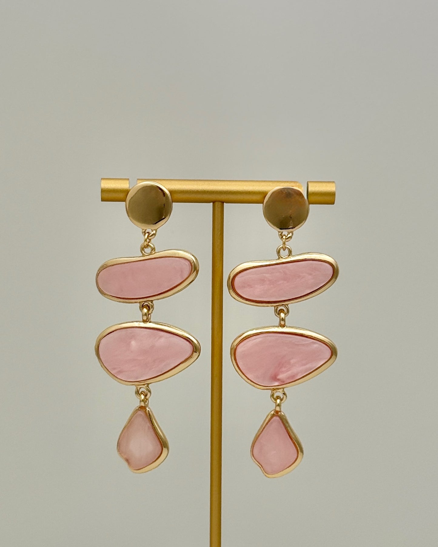 Triple Drop Earrings - Pink