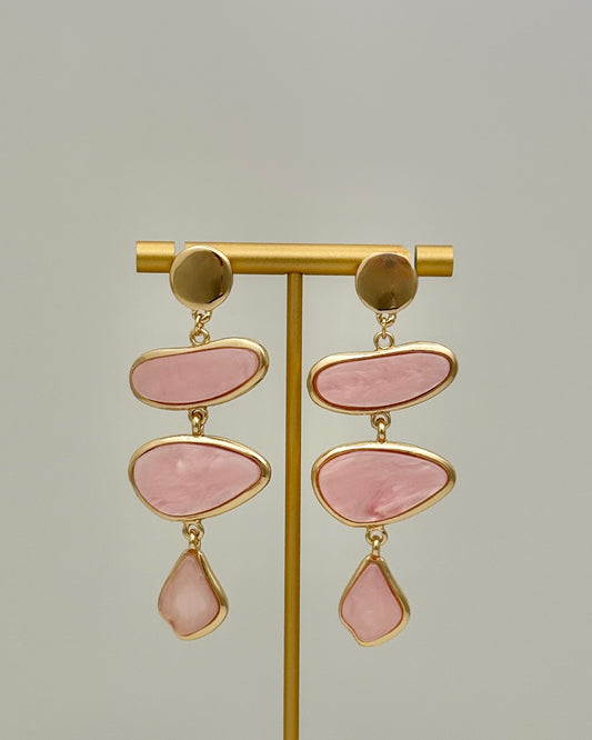 Triple Drop Earrings - Pink