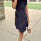 Samantha Flutter Sleeve Knit Dress - Navy