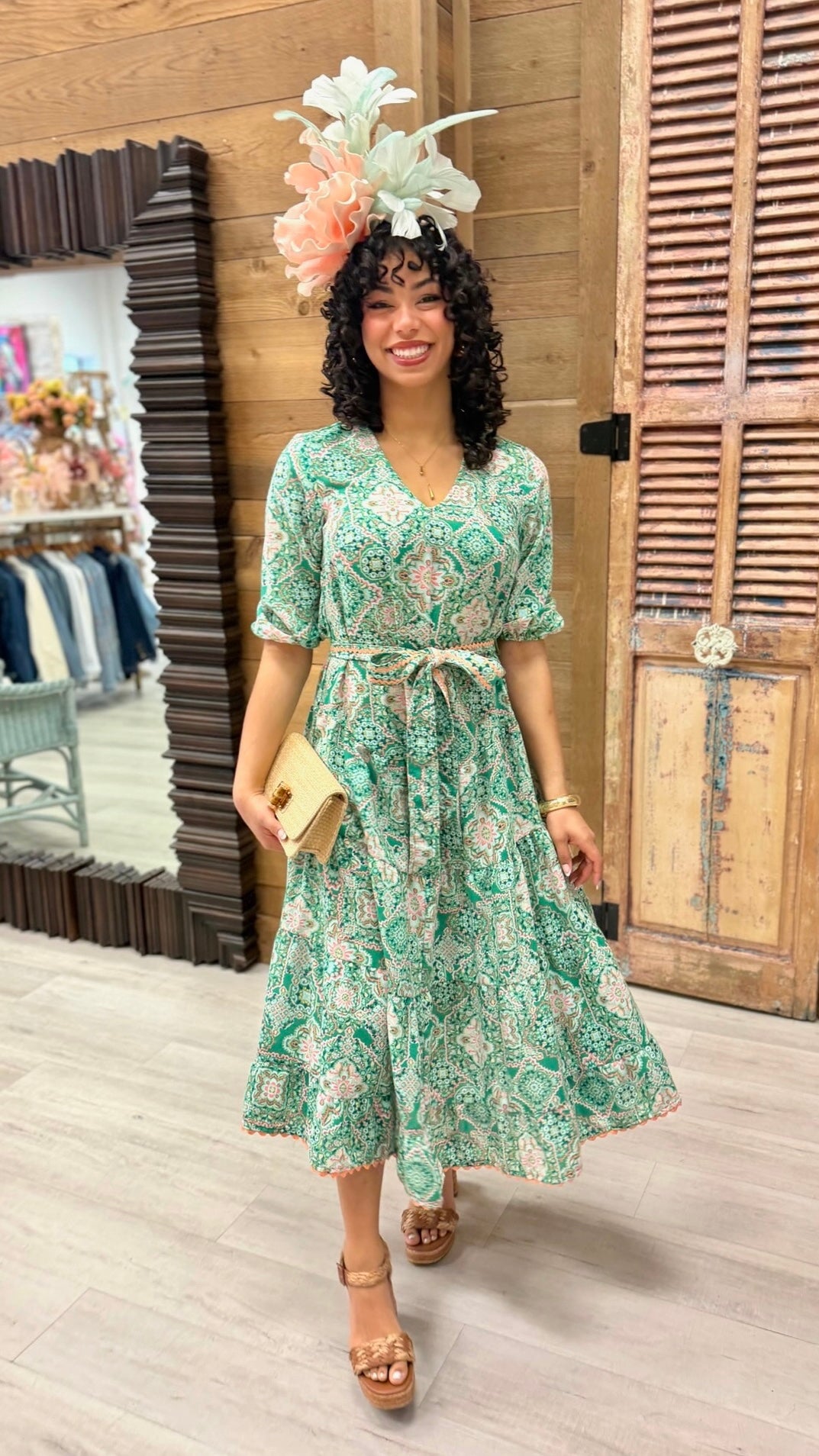 Uncle Frank Midi Tiered Dress - Green