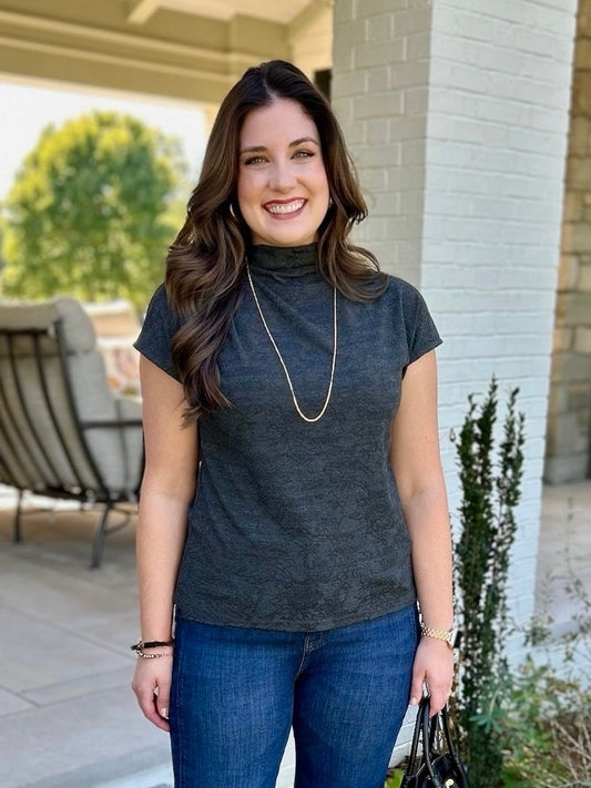 Naomi Short Sleeve Top - Charcoal