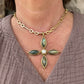 Gold Stone & Pearl Cross Necklace
