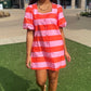 Tatum Stripe Dress - Pink & Tangerine