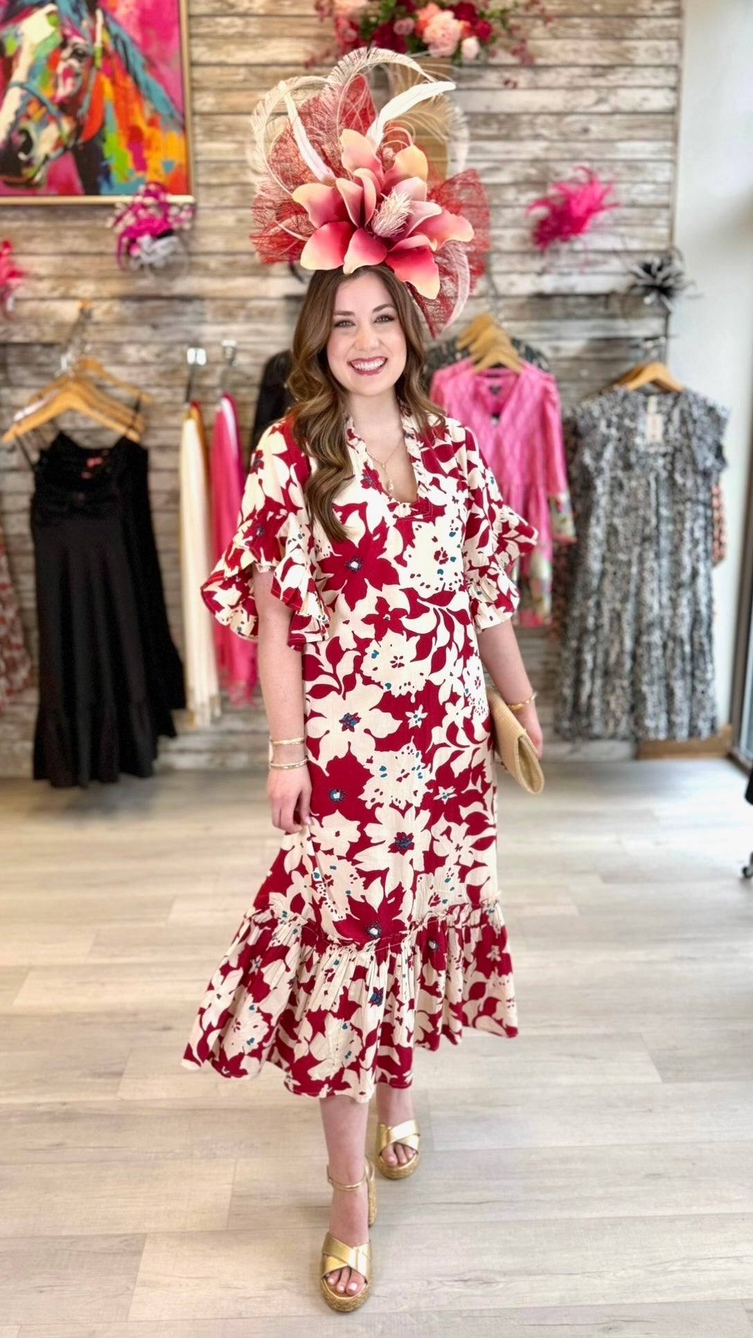 Soleil Floral Dress - Red
