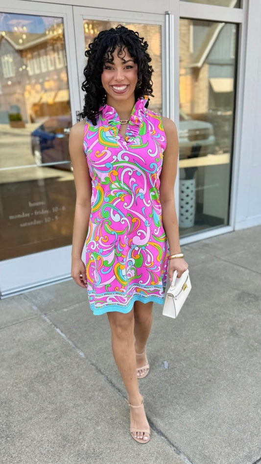 Tabi Pink Multi Swirl Dress