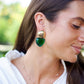 Triangle Drop Earrings - Emerald