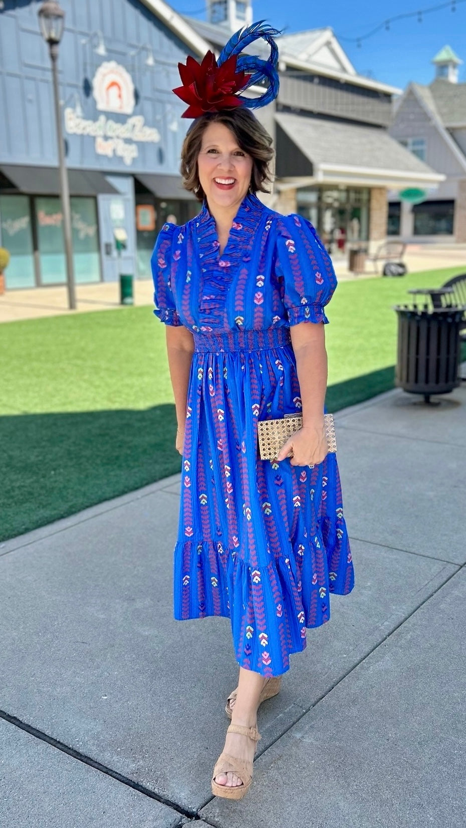 Tulip Midi Dress - Blue Mix