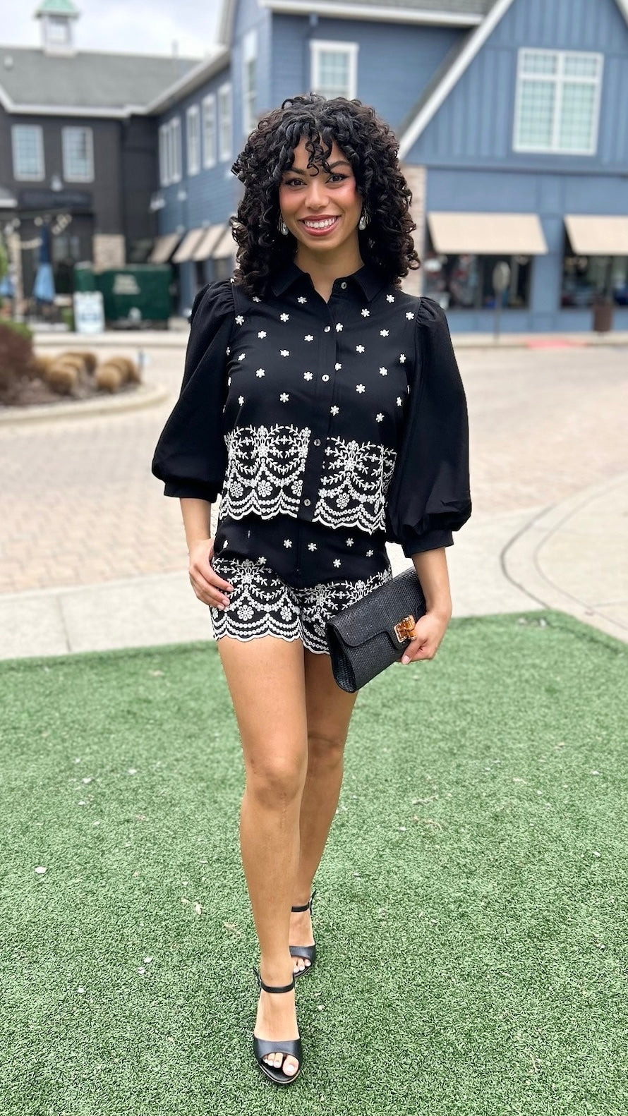 Easton Embroidered Top - Black