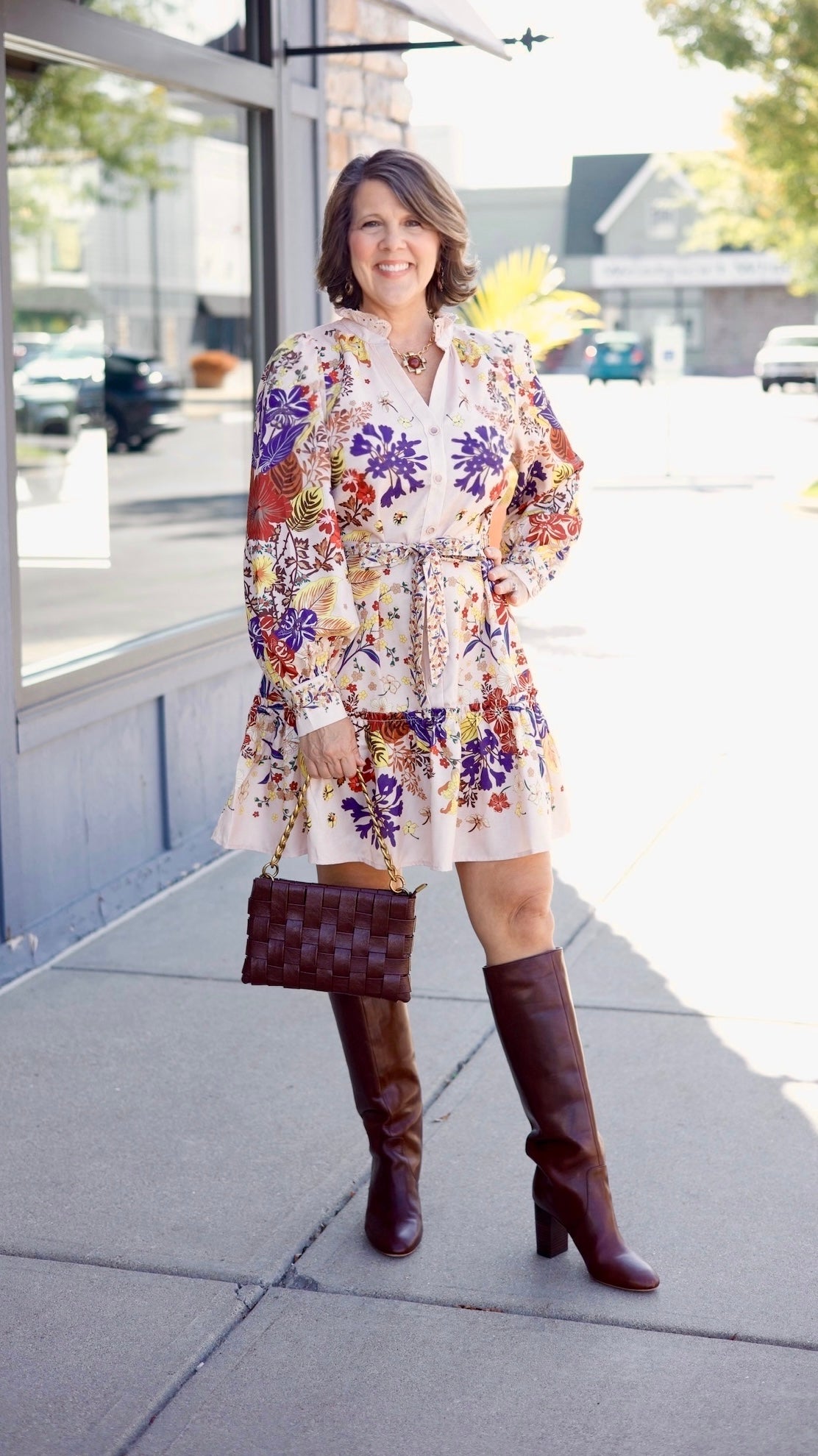 Anna Lace Floral Belted Dress