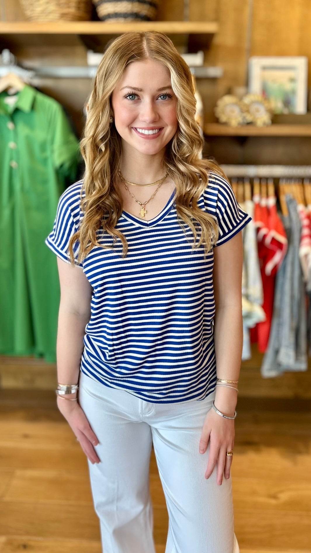Delilah Striped Top - Royal Blue