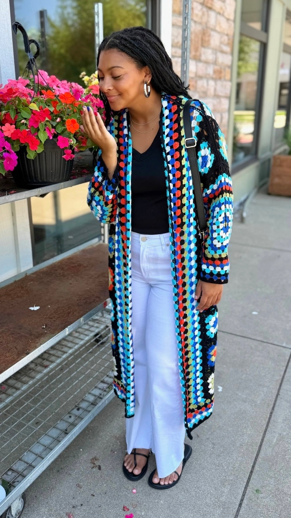 Zoe Crochet Cardigan - Black Multi