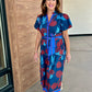 Della Dress - Indigo Feathers