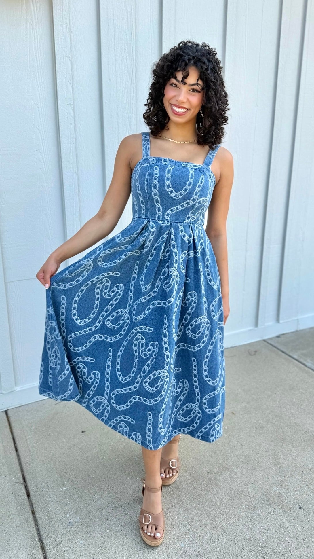 Jackie Chain Midi Dress - Denim