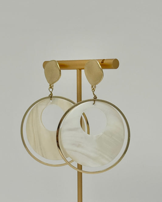 Shell and Disc Circle Earrings
