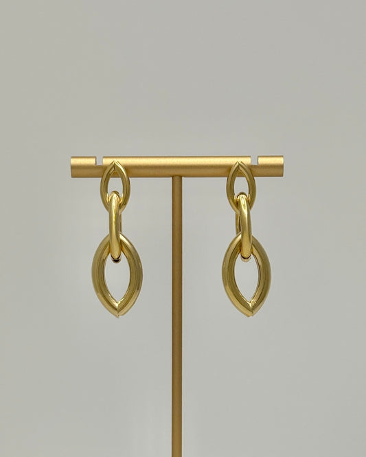 Marquise Chain Drop Earrings - Gold