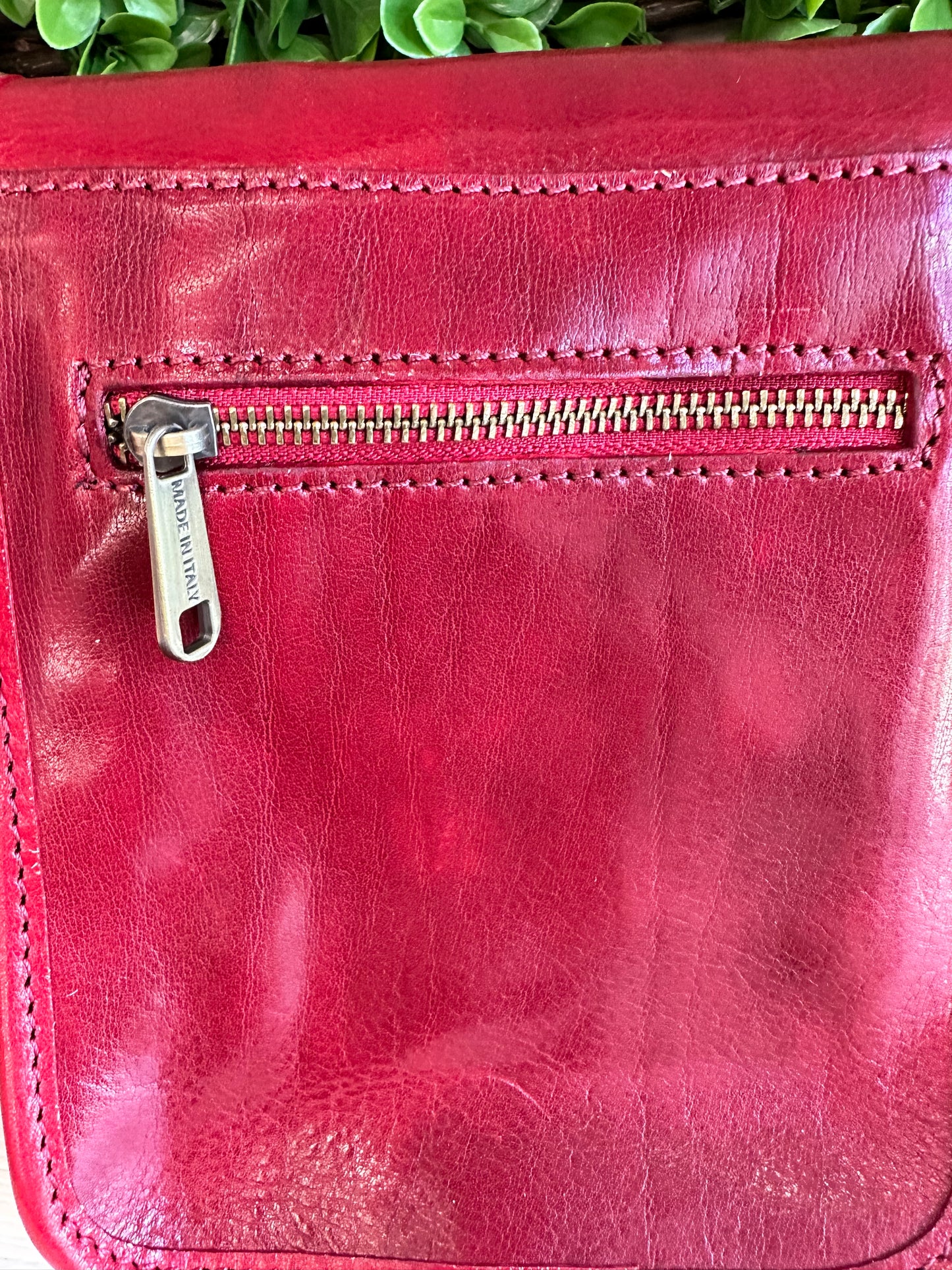 Charlie Leather Crossbody- Red