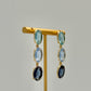 3 Drop Oval Crystal Earrings - Blue