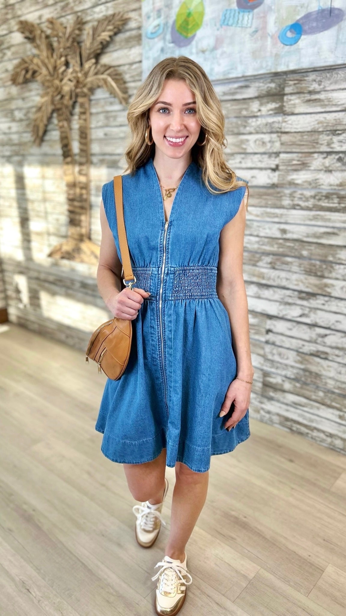 Georgia Denim Zip Mini Dress