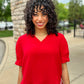 Tilly Collared Top - Red