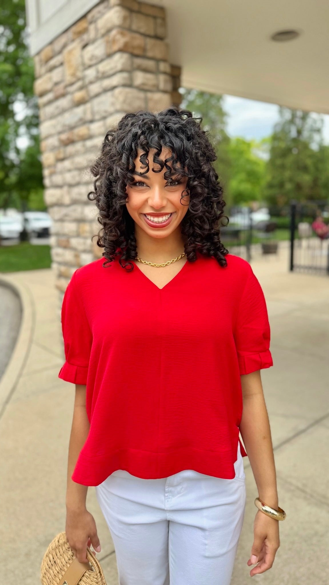 Tilly Collared Top - Red