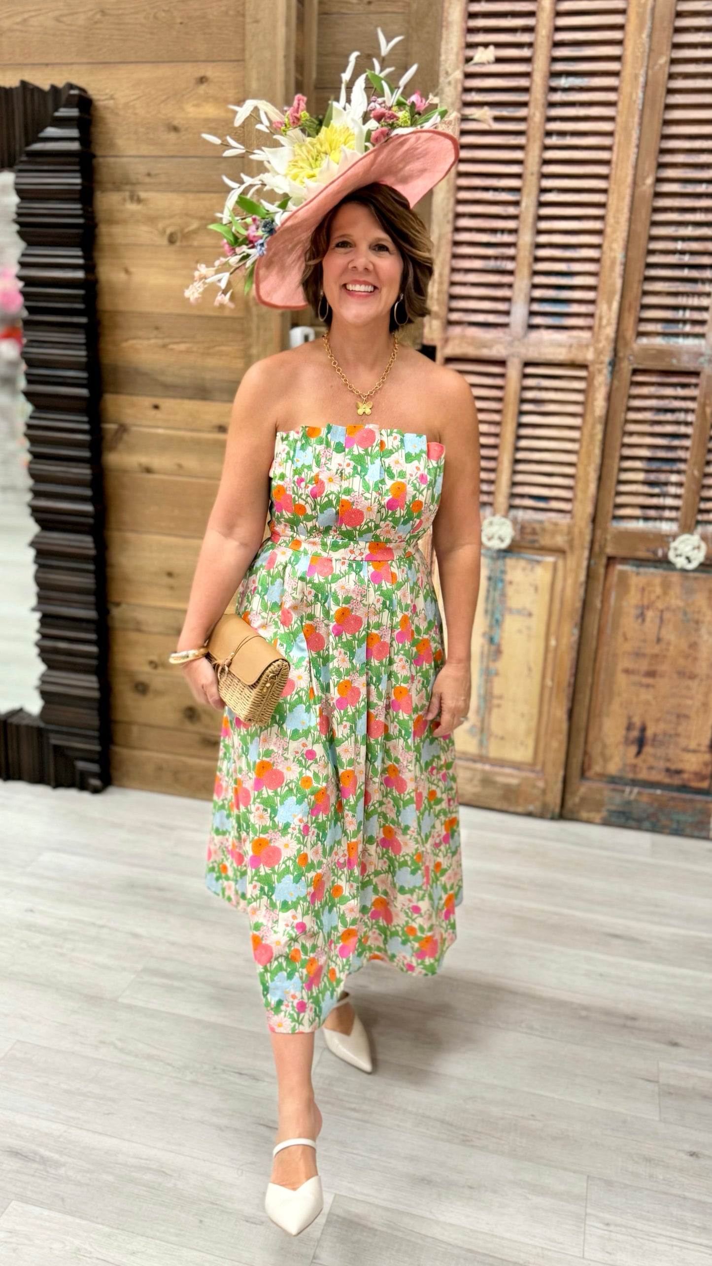 Marigold Strapless Scallop Dress