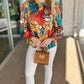 Rust Floral Silky Blouse