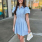 Aubrey Denim Pleat Waist Zip Mini Dress - Blue