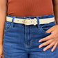Ivory Skinny Leather Belt