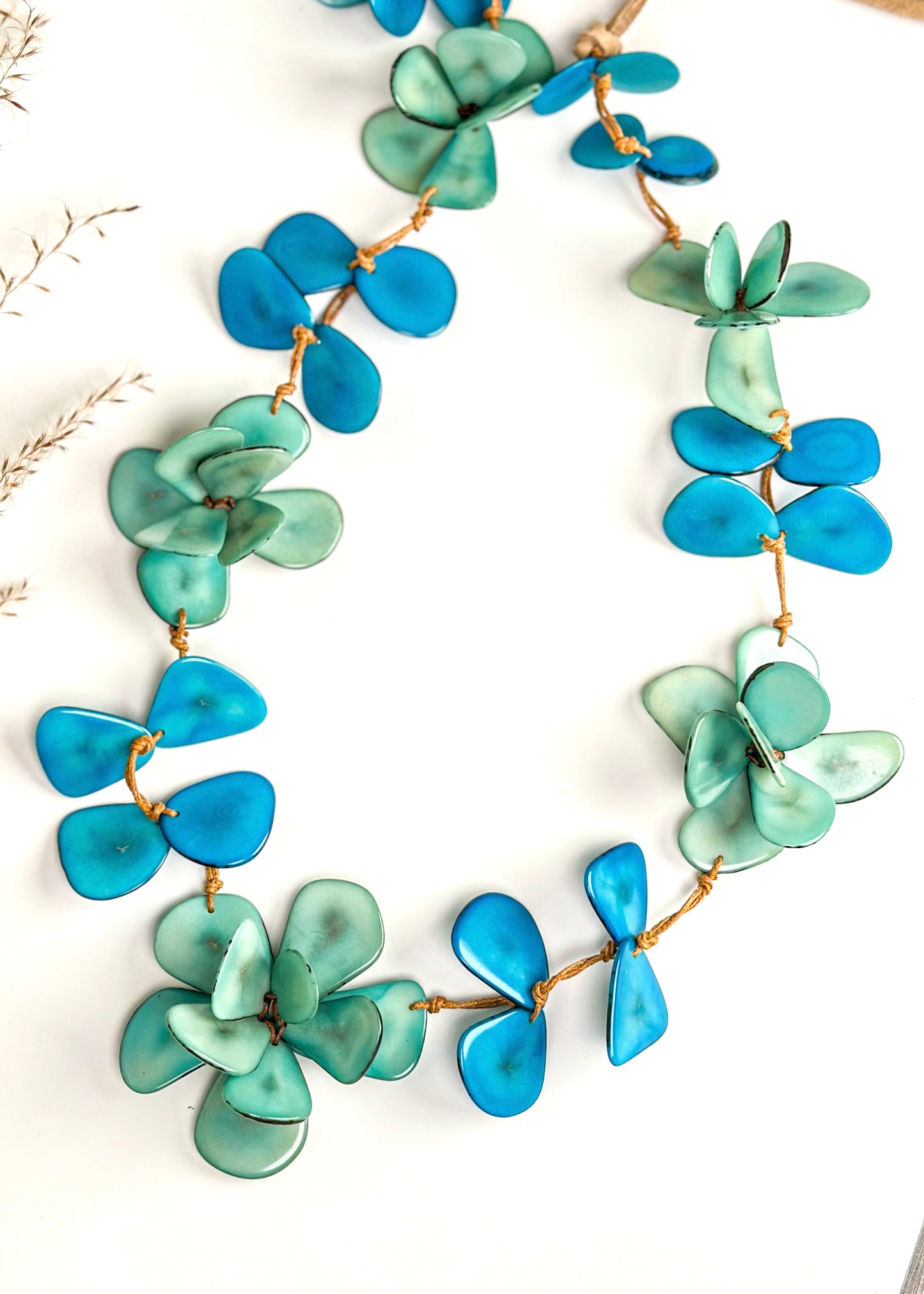 Tagua Rosie Petal Mix Necklace - Turquoise Multi