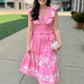 Enchanting Embroidered Midi Dress - Pink