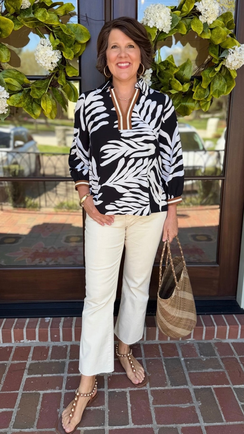 Megan Palm Tree Top - Black