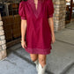 Charlotte Burgundy Embroidered Dress