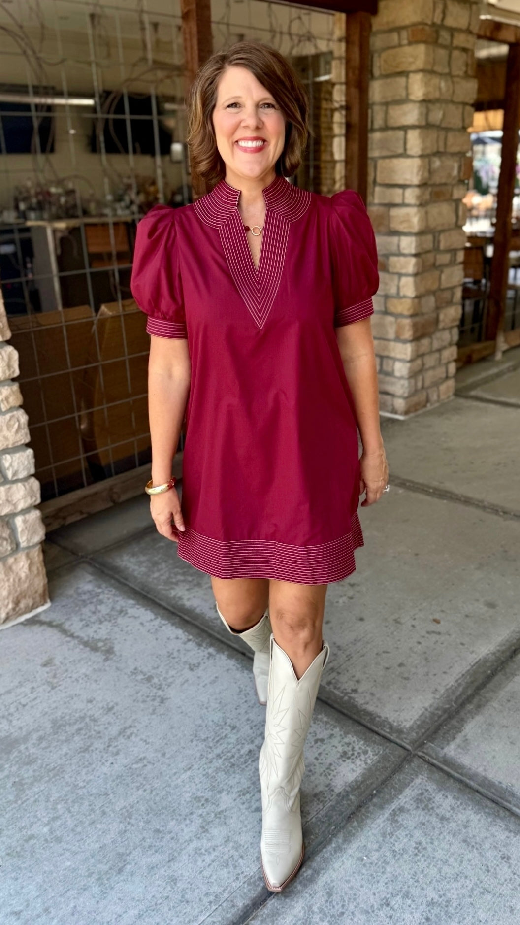 Charlotte Burgundy Embroidered Dress